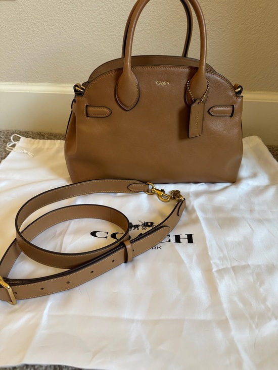 Coach Handbags - Coach Empire Carryall 28 Leather Tan Crossbody Satchel